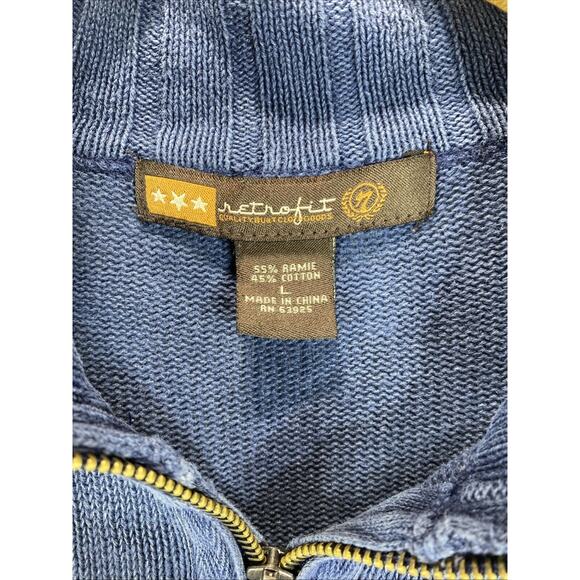 Retrofit Blue 1/4 Zip Factory Distressed Sweater Men’s Size Large 44” - Picture 5 of 8